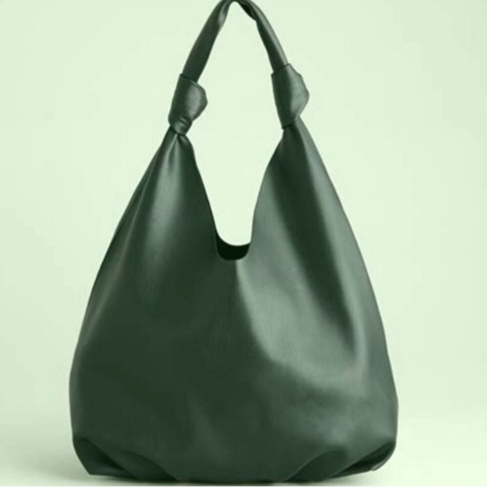 Elizabeth & James Purse Green Knotted Hobo Bag Vegan Leather Slouchy Lightweight - Picture 1 of 7
